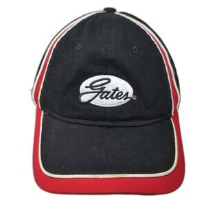 Gates Baseball Cap Hat Black Red OS Strapback Embroidered Piping Corporate